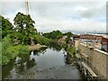 SE2734 : River Aire upstream from Milford Place footbridge by Stephen Craven