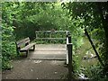 Seat and viewing platform at Frog Pond Wood Local Nature Reserve, Pyle