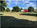 Remains of a fete on Kingham village green