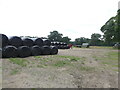 Farm storage area with wrapped silage