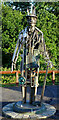NZ6621 : Sculpture of Henry Pease by Hilary Carmel and Michael Johnson, Pease Park, Saltburn by habiloid
