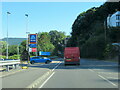 The A5 passing the Llangollen Aldi store