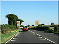 SJ3522 : The A5 south at sign for Shotatton Crossroads by Roy Hughes