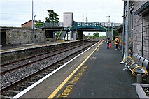 N1374 : Longford Railway Station - platforms and road bridge, Longford by P L Chadwick