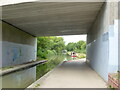 The Stratford-upon-Avon Canal viewed under the bridge carrying the A46