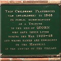 Stafford Orchard - Quorn War Memorial Playground plaque