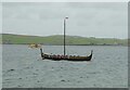 HU4741 : Replica Viking ship in Bressay Sound. by Oliver Dixon