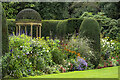 Herbaceous border and temple