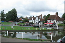 TL6832 : Finchingfield's pond and green by David M Clark