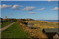 Beach huts looking towards Pakefield church