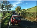 Traffic at roadworks on the A487 near Dole