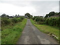 Hedge enclosed minor road approaching Yew Tree Farm and Croft House, Nunclose