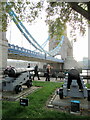 TQ3380 : Cannons at Tower Bridge by Roy Hughes