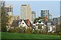 Houses by Hilly Fields Park, with Lewisham skyline