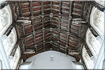 TF8709 : Necton, All Saints Church: The angel roof, eastern end by Michael Garlick