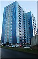 Blue flats on Henge Way, Luton