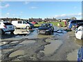 Negotiating the flooded carpark at Boulmer