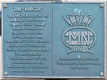 NZ6025 : The plaque on the Birger Anchor Mariners' Memorial, Esplanade, Redcar by habiloid