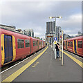 Vauxhall Station: trains at Platforms 7 and 8