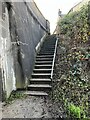 SJ8049 : Steps up to road level from old railway line by Jonathan Hutchins
