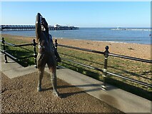 TR1768 : Statue of Amy Johnson at Herne Bay by Marathon