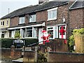 Cheery Santa at the barber