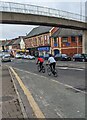 ST3089 : Two cyclists, Malpas Road, Crindau, Newport by Jaggery