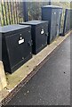 Three cabinets on Pye Corner railway station, Newport