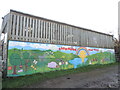 Colourful farm barn