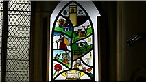 TM1596 : Fundenhall, St. Nicholas' Church: Modern stained glass feature by Michael Garlick