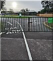 Locked garden centre entrance gates, Milbury Heath, South Gloucestershire