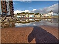 Reflections on walkway near the entrance to Portishead Marina