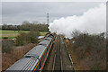 SJ8403 : Steam hauled train approaching Codsall in Staffordshire by Roger  D Kidd