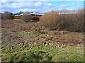 Across scrubland towards a distribution centre