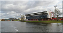 SK5838 : The City Ground seen across The River Trent, Nottingham by habiloid