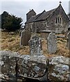 Headstones and church, Aberbeeg