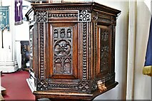 TM0458 : Stowmarket, St. Peter and St. Mary's Church: Pulpit from the earlier three-decker placed in 1865 by Michael Garlick