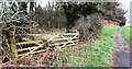 Gateway to woodland at Catgallows Hill from NW side of A6071