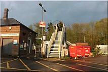 SO3013 : Footbridge across the railway at Abergavenny Station by David Howard