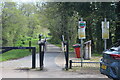 Stile at end of canal tow path at car park