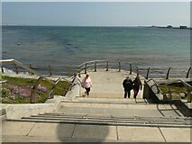 SY6878 : View out to sea from the bottom of Belmont Steps by Basher Eyre