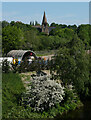 An old church on Station Road, Bradley, seen from Bradley Viaduct, Huddersfield