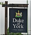 Sign for the Duke of York public house