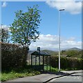 Bus shelter by A40 south of Abegavenny