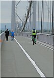 NT1279 : Walkers and cyclist on the Forth Road Bridge by Oliver Dixon