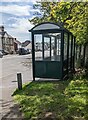 Dark green bus shelter, Llantarnam Road, Cwmbran