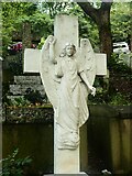 SE0924 : Angel on a cross, Stoney Royd Cemetery, Halifax by Humphrey Bolton