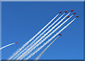NJ2167 : Red Arrows over Moray by Anne Burgess