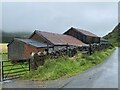 Corrugated farm buildings near Wern