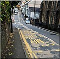 Bilingual bus stop markings on the B4471, Llanhilleth